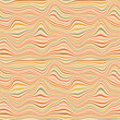 Abstract retro optical swirly waves seamless pattern in orange, red, beige, yellow and green  . For retro posters, backgrounds, textures and home décor 