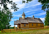 Fototapeta  - Old wooden  catholic church in Oderne village near Gorlice, Low Beskids (Beskid Niski), Poland