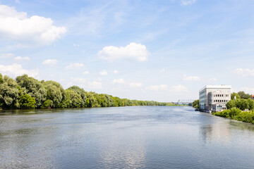 Wall Mural - view of Moskva river with waterfront in Kolomna city on sunny summer day