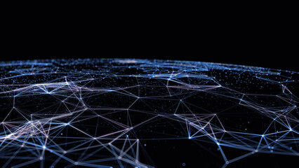 Leinwandbilder - Technology background transmission lines Earth/Connection lines around Earth globe. Global international connectivity background, transmission lines for goods and services and social networks. 