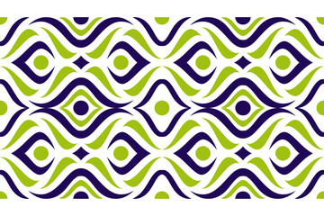 Poster - abstract seamless pattern design template using combination blue and green colors on element. the elements pattern are people, wave, star and eye. 