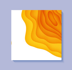 Wall Mural - Abstract yellow background in cut paper style. Cutout orange wallpaper. Wavy template for save the Earth posters, eco brochures, business presentations. Vector card illustration of papercut background