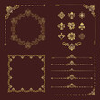 © Fine Art Studio - Vintage set of vector horizontal, square and round elements. Elements for backgrounds, frames and monograms. Classic brown and golden patterns. Set of vintage patterns