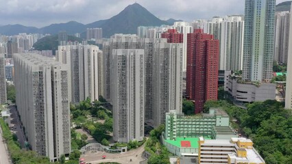 Canvas Print - Top view of Hong Kong residential district