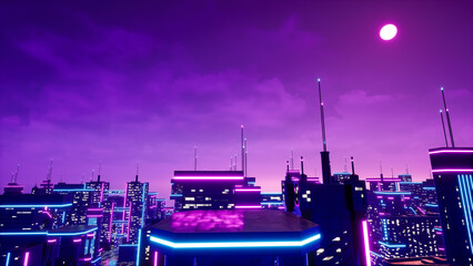 Wall Mural - Metaverse city and cyberpunk concept, 3d render