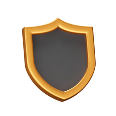 Poster - Gold shield 3d icon. Isolated object on a transparent background