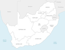 Vector Map Of South Africa With Provinces And Administrative Divisions, And Neighbouring Countries. Editable And Clearly Labeled Layers.
