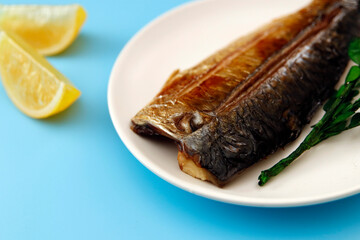 Grilled fish dish mackerel on the table