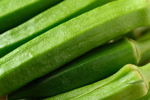 Close Up Of Green Okra Texture Background