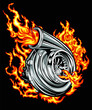 Turbo engine on black background for poster, t-shirt print, business element, social media content, blog, sticker, vlog, and card. vector illustration.