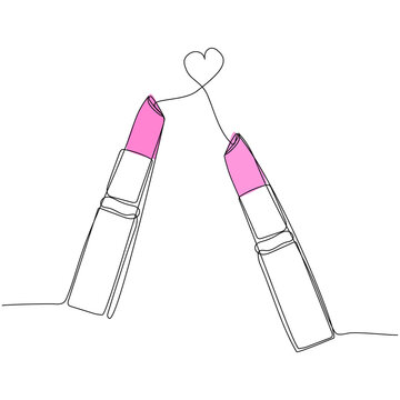 Continuous one line drawing of lipstick. Vector illustration