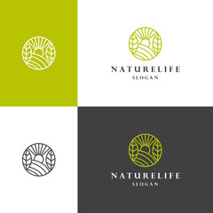 Wall Mural - Nature leaf logo icon flat design template 