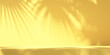 © jarnbeer19 - 3D green and yellow product podium display with orange background and tree shadow,summer product mockup background,3D render illustration