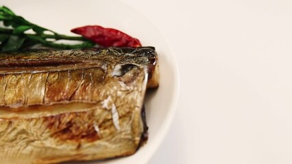 Wall Mural - Mackerel roasted and cooked on the table