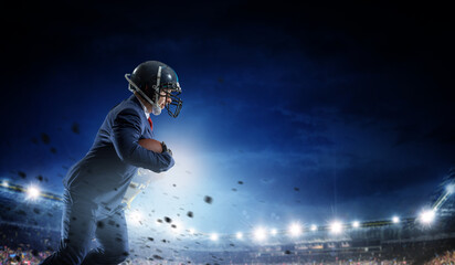 Wall Mural - Businessman acting as american football players