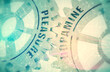 © JEGAS RA - Tooth wheel mechanism with imprinted dopamine and pleasure concept words. 3D Render