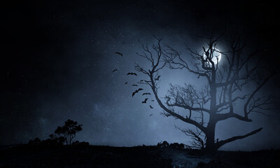 Wall Mural - scary night image . mixed media
