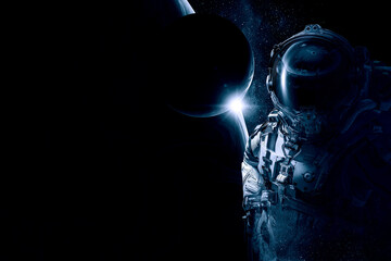 Wall Mural - astronaut at spacewalk . mixed media