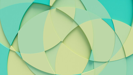 Turquoise and Yellow Tech Background with a Geometric 3D Structure. Clean, Minimal design with Simple Futuristic Forms. 3D Render.