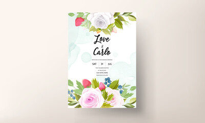 Sticker - beautiful hand drawing flower and fruit wedding invitation card