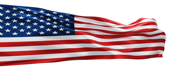 Wall Mural - USA or American flag isolated on white background 3D render