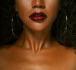 attractive african american woman. Lips close up.