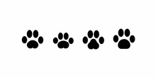 Foot Animal Icon. Black Animal Footprints Set. Silhouette Of Paw Print. Animal (dog Or Cat) Paw Prints. Vector Illustration.
