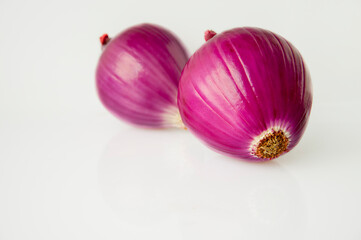 Wall Mural - close-up, purple, onion, white background, vegetables