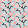 Seamless retro floral pattern. Pink Sakura Cherry Blossom Abstract Vector Background 