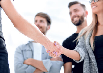 Wall Mural - Close-up Shaking Hands.Man and woman