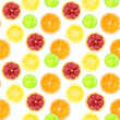 Seamless pattern with citrus fruits with orange, grapefruit, lemon and lime on a white background