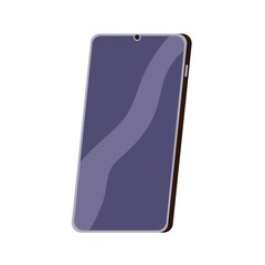 Poster - Mobile smart phone with touchscreen. Frameless smartphone with touch screen and front camera. Modern thin telephone model of 2020 type. Flat vector illustration isolated on white background