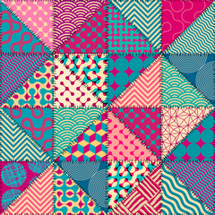 Poster - Patchwork textile pattern. Seamless quilting design background.