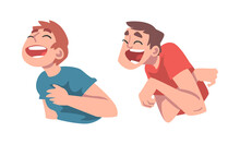 Laughing Out Loud Man Character Feeling Amused And Full Of Fun Vector Set