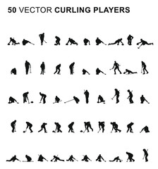 Wall Mural - 50 Curling players - Vector