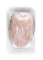 Wall Mural - Raw chicken breast with skin isolate on white background.