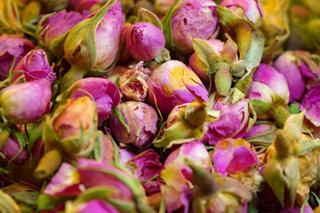 Wall Mural - Macro close up background texture of dry rose petals