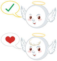 Sticker - Angel cartoon character white background