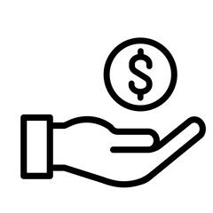 Sticker - Salary, sell, money, business, buy, hand glyph icon