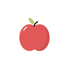 Wall Mural - Simple red apple icon in a flat cartoon style on a white isolated background. Vector illustration