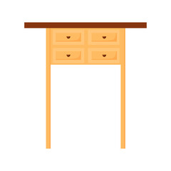 Poster - Dressing table with drawers semi flat color vector object. Bedroom furniture. Full sized item on white. Solid wood desk. Simple cartoon style illustration for web graphic design and animation