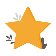 Poster - Gold star semi flat color vector object. Full sized item on white. Christmas decoration. Star rating. Performance evaluation. Simple cartoon style illustration for web graphic design and animation