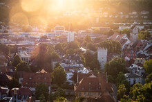 Ravensburg, Germany: Aerial Cityscape During Spring Sunset