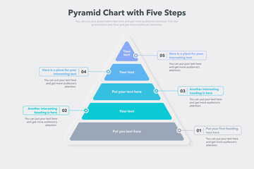 Leinwandbilder - Pyramid graph template with five colorful steps. Easy to use for your website or presentation.
