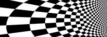 Checker Pattern Mesh In 3d Dimensional Perspective Vector Abstract Background, Formula 1 Race Flag Texture, Black And White Checkered Illustration.