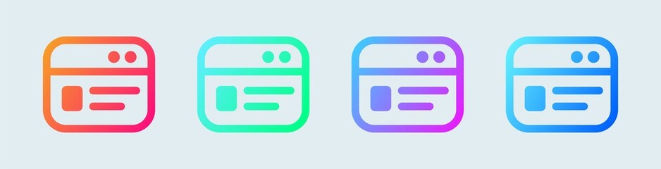 Poster - Browser line icon in gradient colors. Webpage vector symbol for website interface.