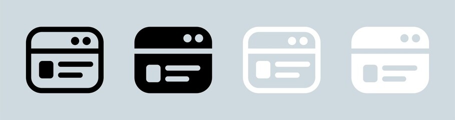 Poster - Browser icon in black and white colors. Webpage vector symbol for website interface.
