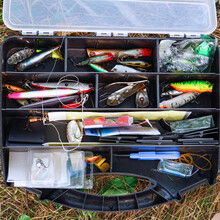 Spinners, Wobblers, Various Fishing Tackle In A Box