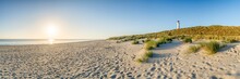 Dune Beach Panorama With Lighthouse List Ost, Sylt, Schleswig-Holstein, Germany	