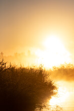 Morning Glory. Great Kemeri Bog In Sunrise. Kemeri, Latvia. Travel Baltic Countries
